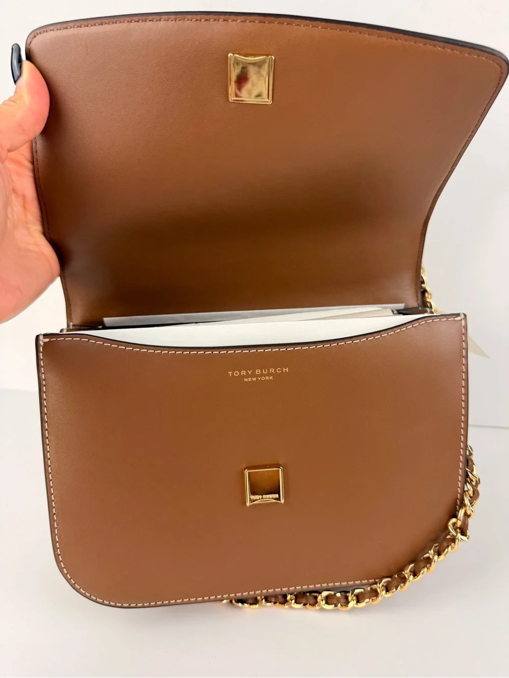 Tory Burch Britten Basket-Weave Small Adjustable Shoulder Bag Moose Brown $598